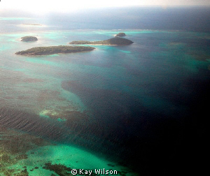 Tobago Cays,  shot from the window of the small plane tha... by Kay Wilson 